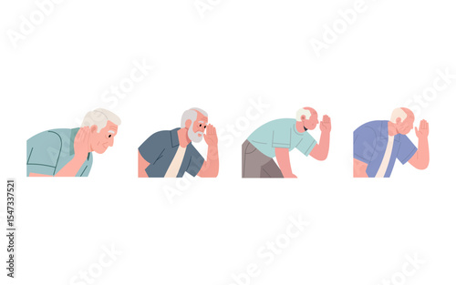 Elderly People Listening Attentively, Illustrating Hearing Loss