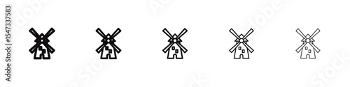 Mill icon flat illustration set logo