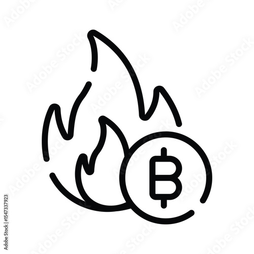 A trendy linear icon of bitcoin burn