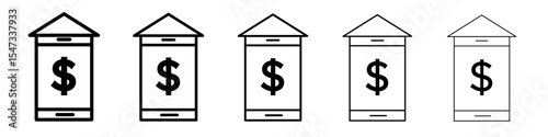 Mobile Bank icon flat illustration set logo