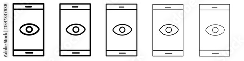 Mobile Eye Icon flat illustration set logo