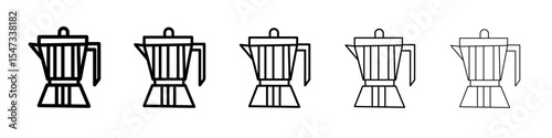 moka pot icon flat illustration set logo