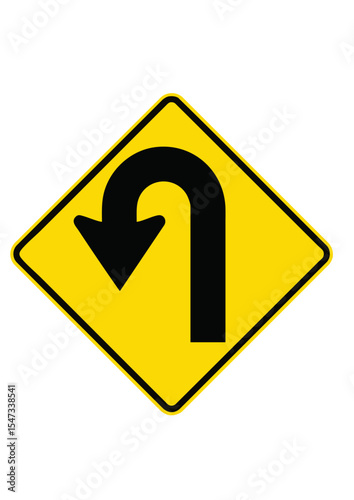 Roadsign u turn left side