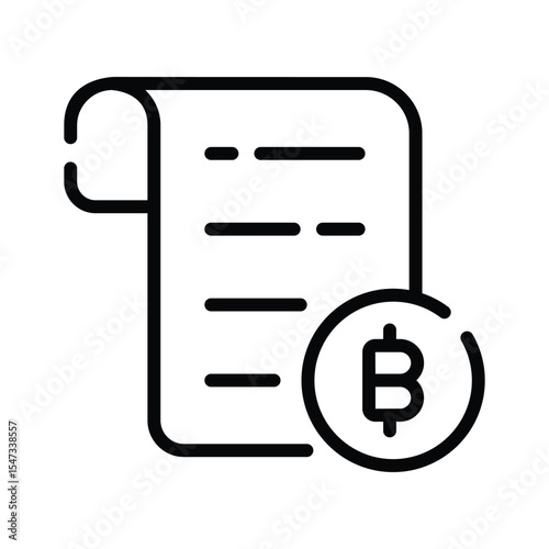 Modern linear icon of bitcoin statement document