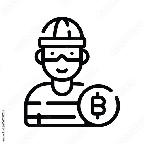 A trendy linear icon of bitcoin thief figure