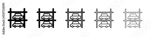 Multi Storey Parking icon flat illustration set logo