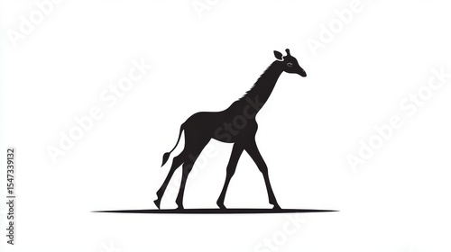 The silhouette of a baby giraffe showcases its lengthy legs in a carefree stance