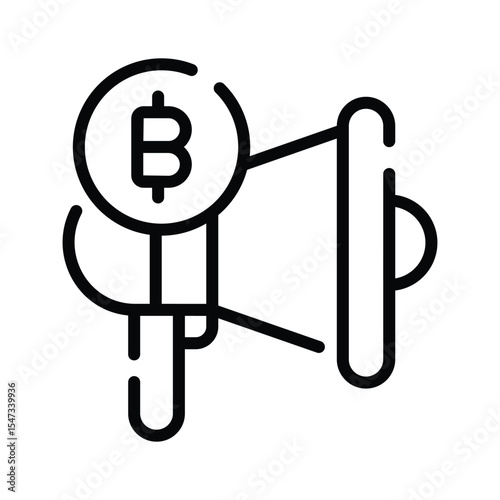 Visually engaging linear icon of bitcoin marketing campaign