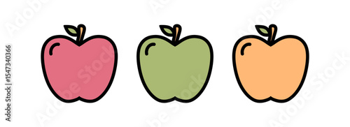 Cute apple fruit icon set