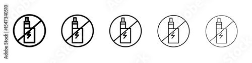 No Electronic Vaping icon flat illustration set logo