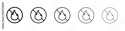 No fire icon flat illustration set logo