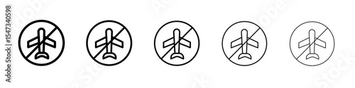 no flight or fly zone icon flat illustration set logo