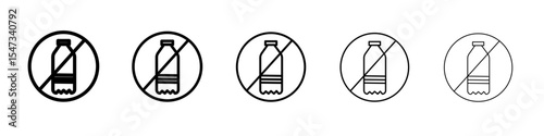 No plastic bottle icon flat illustration set logo