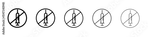 No vaccine icon flat illustration set logo