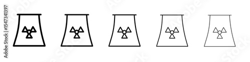 Nuclear power plant icon flat illustration set logo
