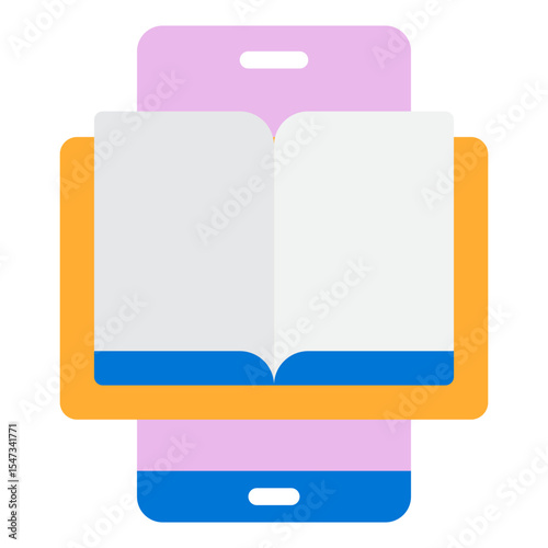 Smartphone with Open Book Illustration