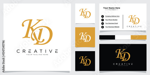 Initial KD or DK letter logo design vector with business card design