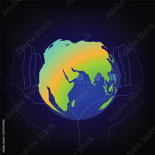 Global Data Analysis Hub: Futuristic Earth Globe with Interactive Charts and Interface
