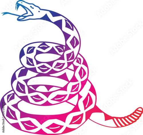 Snake silhouette. Isolated snake on white background