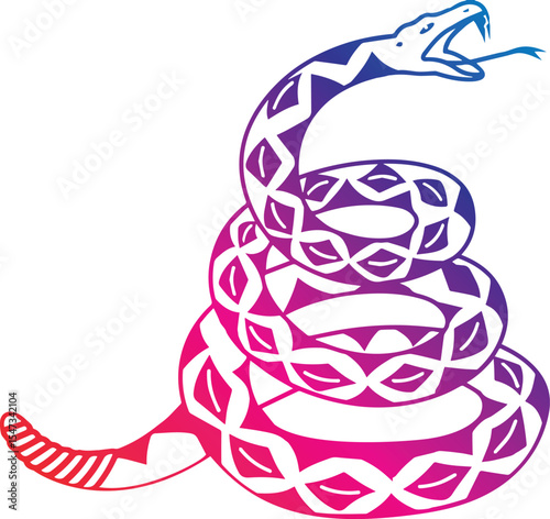 Snake silhouette. Isolated snake on white background