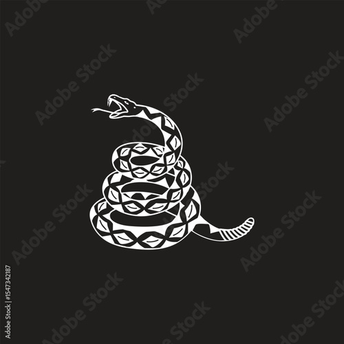 Snake silhouette. Isolated snake on black background
