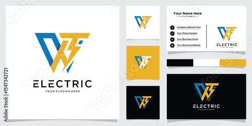 Initial Letter W Thunder Logo. letter W with thunder bolt icon combination