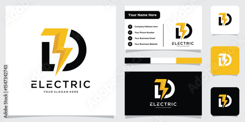 Letter D Electric Logo Concept With Power Icon, Volt Thunder Symbol Vector