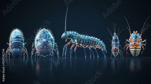 The life cycle of a silverfish, ranging from egg to mature adult, is illustrated in this diagram