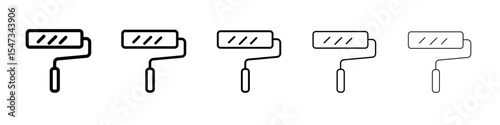 paint roller icon flat illustration set logo