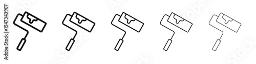 Paint roller icon flat illustration set logo