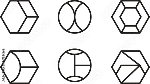 Brutalist abstract geometric shapes and grids. Brutal contemporary figure star oval spiral flower and other primitive elements.