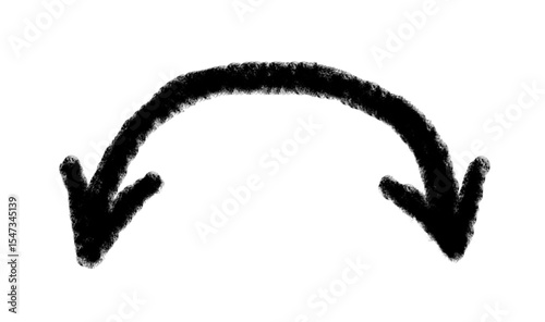 Hand drawn arrow vector icon. Arrow simple grunge design emphasis twist zigzag line, curve wave.