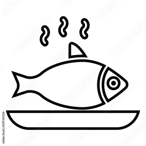 fish line icon design. fish thin black outline symbol vector illustration. editable stroke icon on transparent background.