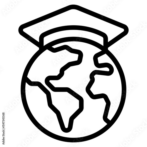 Earth with Graduation Cap Icon