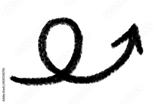 Hand drawn arrow vector icon. Arrow simple grunge design emphasis twist zigzag line, curve wave.