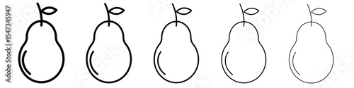 Pear icon flat illustration set logo