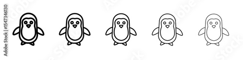 Penguin icon flat illustration set logo