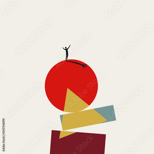 Business work life balance vector concept. Symbol of equilibrium, stability, success, harmony. Minimal design eps10 illustration.