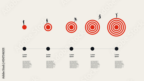 Business Target Growth Infographic Template with Minimal Illustration. Editable eps10 Vector illustration