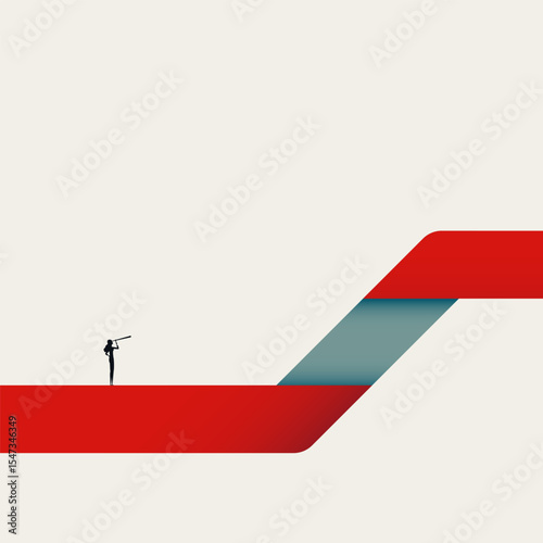 Business leader and vision vector concept. Symbol of new career opportunity, success, growth. Minimal design eps10 illustration.