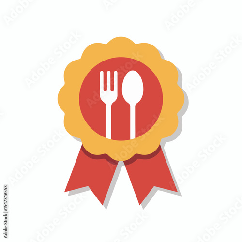 Restaurant Award Badge with Fork and Spoon Icon