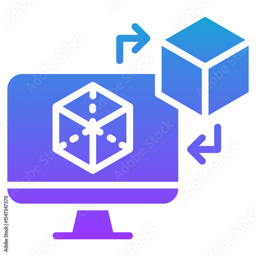 digital twin architecture glyph gradient icon