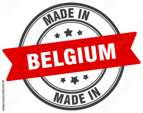 Made in Belgium round sign. Made in Belgium stamp.