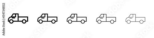 Pickup truck icon flat illustration set logo