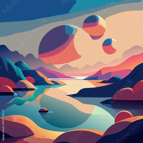 Abstract Gradient Blobs with Soft Shadows and Organic Fluid Shapes on White Background

