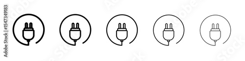plug icon flat illustration set logo
