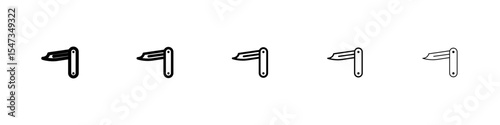 Pocket knife icon flat illustration set logo