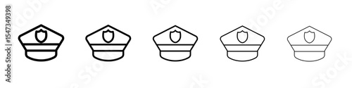 Police cap icon flat illustration set logo