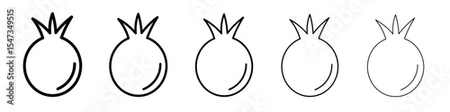 pomegranate icon flat illustration set logo