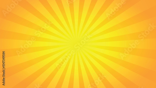 Bright Yellow and Orange Sunburst Gradient Background. Perfect for summer themes, sales and promotions, vintage posters, comic book style, retro aesthetics and social media posts.